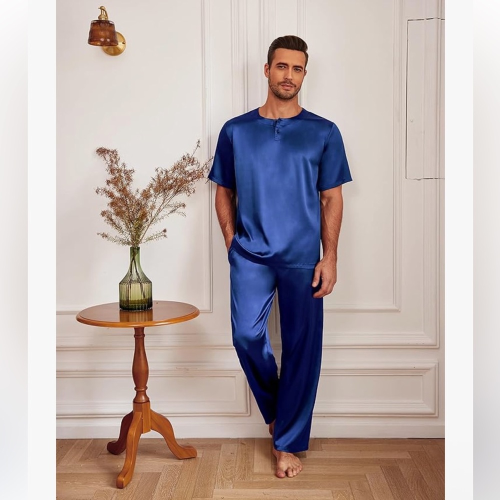 Men’s PJ bundle Ekouaer Mens Satin Pajama Set plus Yimanie long sleeve top
